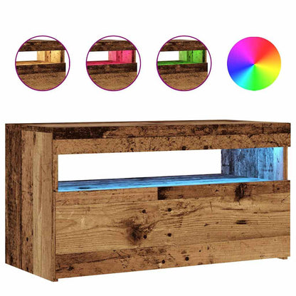 vidaXL 2 Piece TV Cabinet Set with LED Lights Old Wood Engineered Wood
