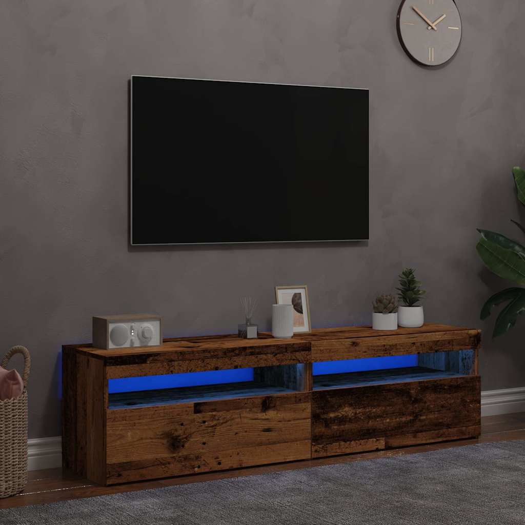 vidaXL 2 Piece TV Cabinet Set with LED Lights Old Wood Engineered Wood