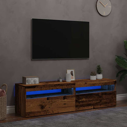 vidaXL 2 Piece TV Cabinet Set with LED Lights Old Wood Engineered Wood