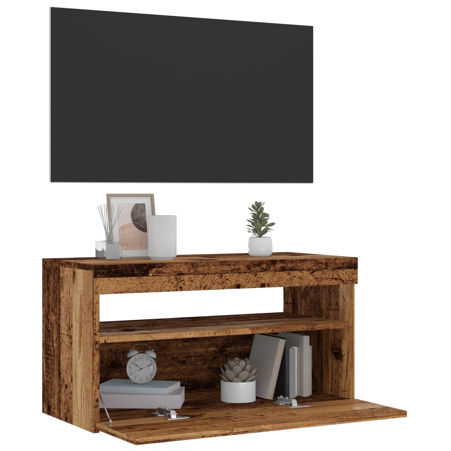 vidaXL 2 Piece TV Cabinet Set with LED Lights Old Wood Engineered Wood