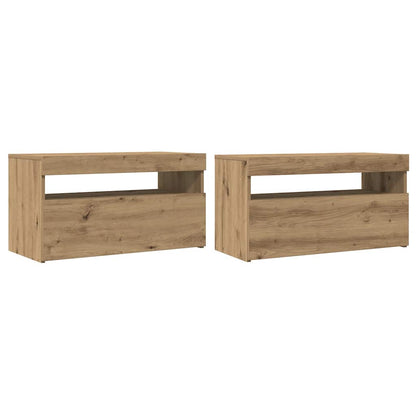 vidaXL TV Cabinet with LED Lights Artisan Oak 75x35x40 cm Engineered Wood