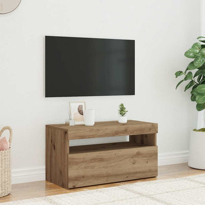 vidaXL TV Cabinet with LED Lights Artisan Oak 75x35x40 cm Engineered Wood