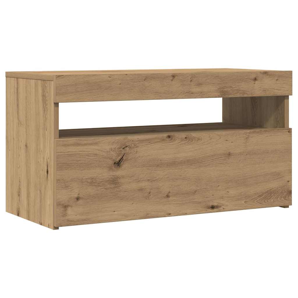 vidaXL TV Cabinet with LED Lights Artisan Oak 75x35x40 cm Engineered Wood