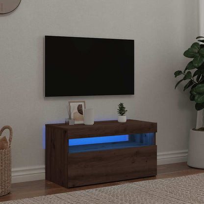 vidaXL TV Cabinet with LED Lights Artisan Oak 75x35x40 cm Engineered Wood