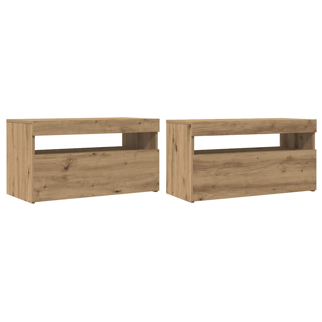 vidaXL TV Cabinets with LED Lights 2 pcs Artisan Oak Engineered Wood