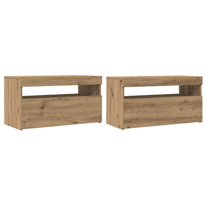 vidaXL TV Cabinets with LED Lights 2 pcs Artisan Oak Engineered Wood