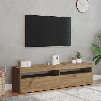 vidaXL 2 Piece TV Cabinet Set with LED Lights Artisan Oak Engineered Wood
