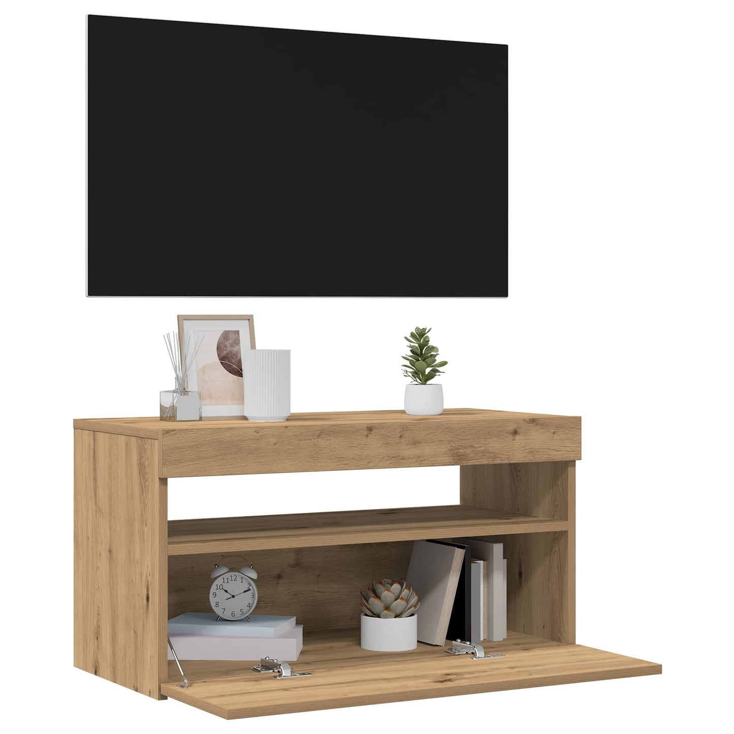 vidaXL 2 Piece TV Cabinet Set with LED Lights Artisan Oak Engineered Wood