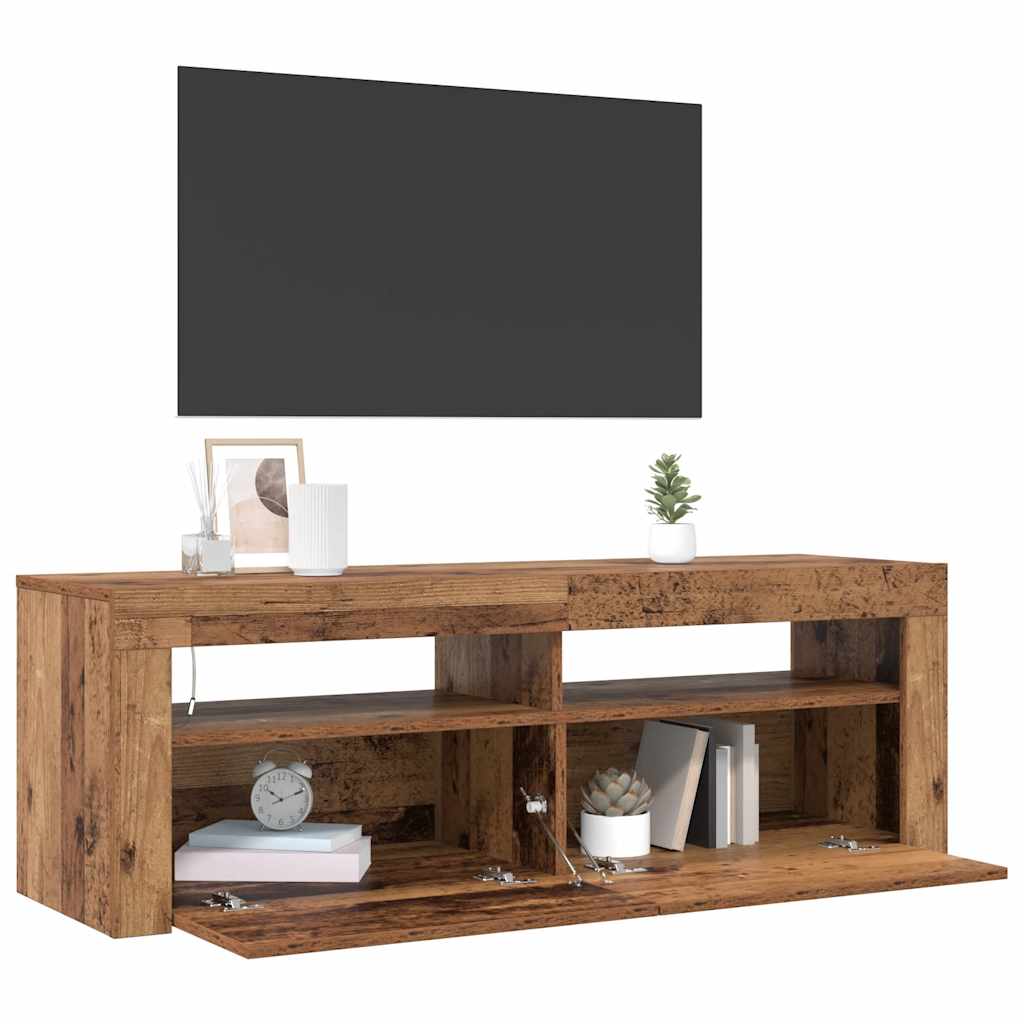 vidaXL TV Cabinet with LED Lights Old Wood 120x35x40 cm Engineered Wood