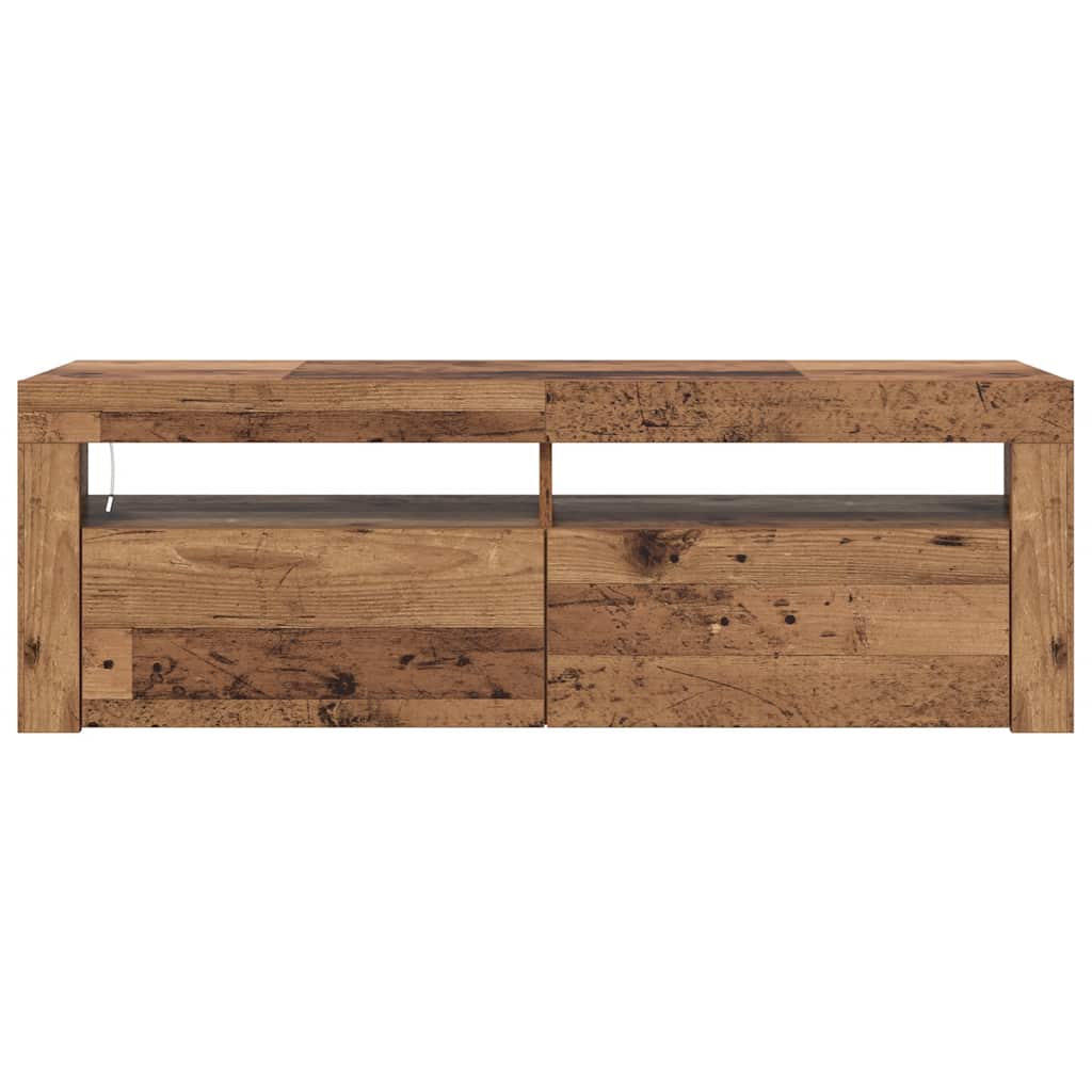 vidaXL TV Cabinet with LED Lights Old Wood 120x35x40 cm Engineered Wood