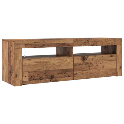 vidaXL TV Cabinet with LED Lights Old Wood 120x35x40 cm Engineered Wood