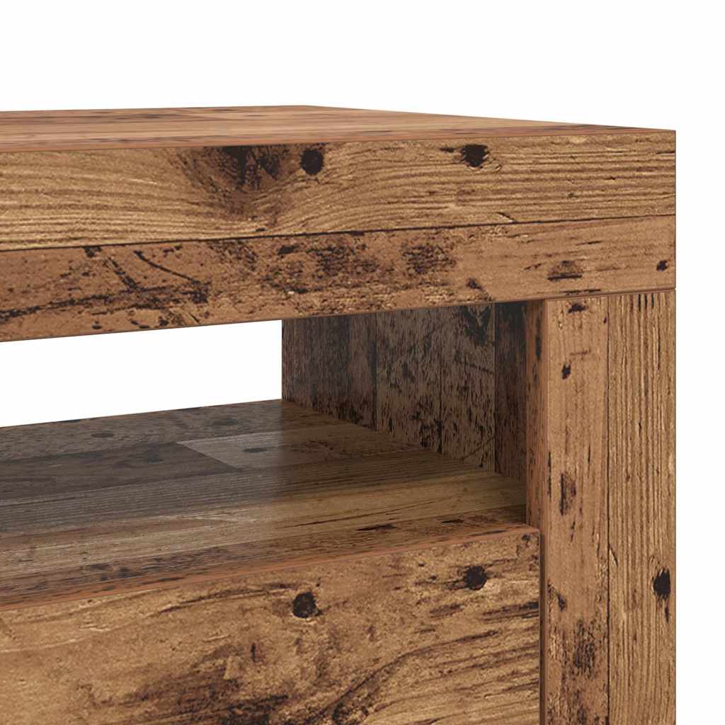 vidaXL TV Cabinet with LED Lights Old Wood 120x35x40 cm Engineered Wood