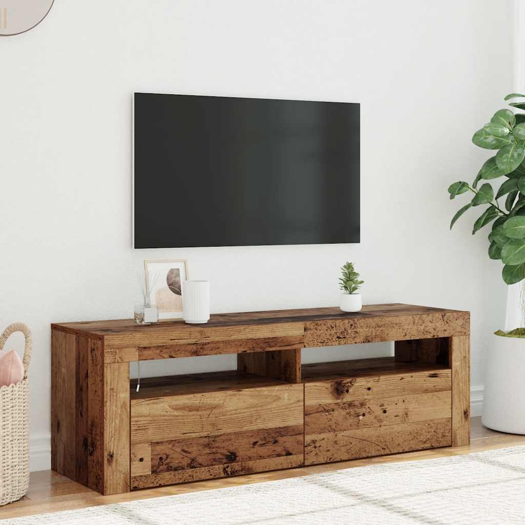 vidaXL TV Cabinet with LED Lights Old Wood 120x35x40 cm Engineered Wood