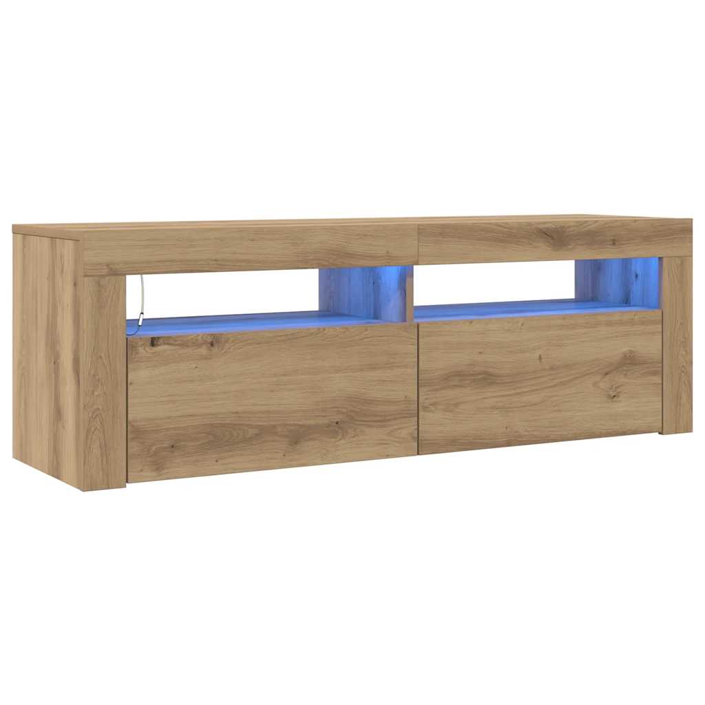 vidaXL TV Cabinet with LED Lights Artisan Oak 120x35x40 cm