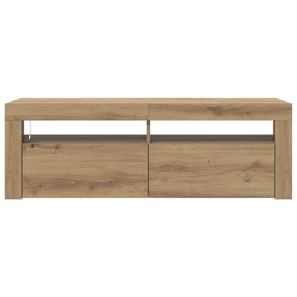 vidaXL TV Cabinet with LED Lights Artisan Oak 120x35x40 cm Engineered Wood
