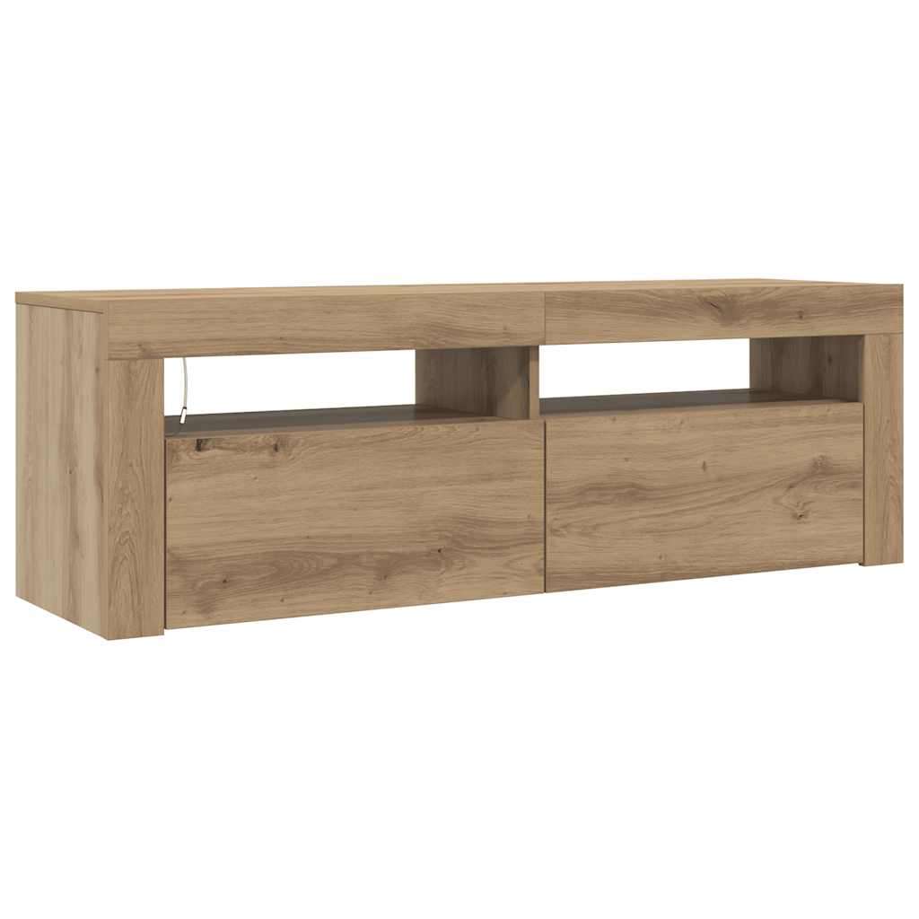 vidaXL TV Cabinet with LED Lights Artisan Oak 120x35x40 cm Engineered Wood