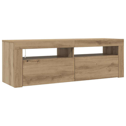 vidaXL TV Cabinet with LED Lights Artisan Oak 120x35x40 cm Engineered Wood