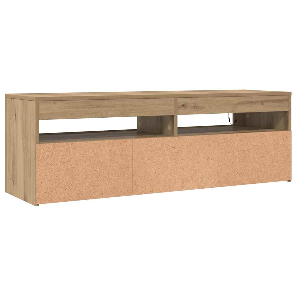 vidaXL TV Cabinet with LED Lights Artisan Oak 120x35x40 cm Engineered Wood