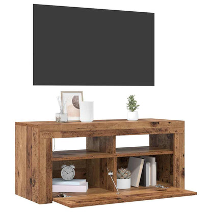 vidaXL TV Cabinet with LED Lights Old Wood 90x35x40 cm Engineered Wood