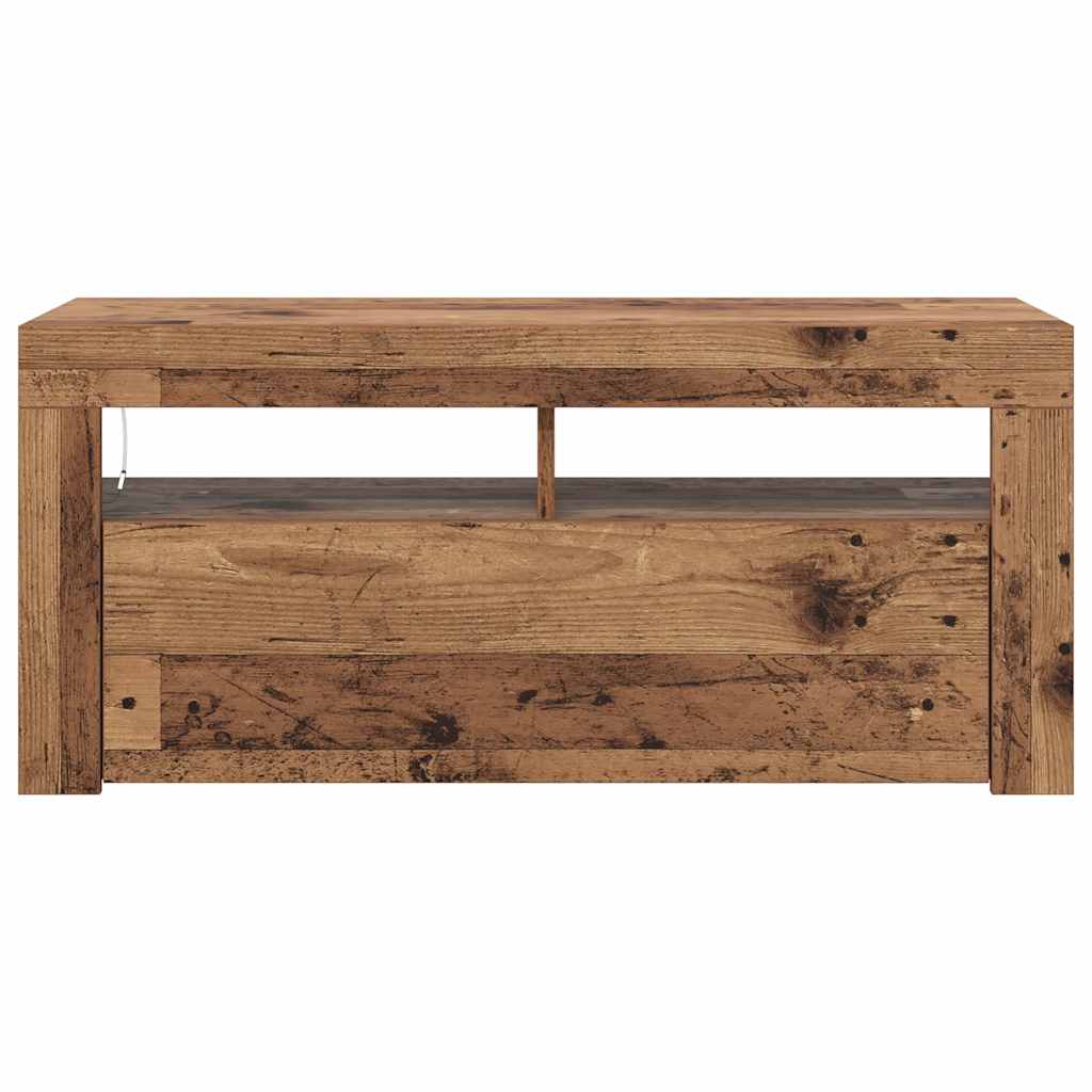 vidaXL TV Cabinet with LED Lights Old Wood 90x35x40 cm Engineered Wood