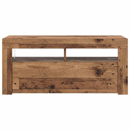 vidaXL TV Cabinet with LED Lights Old Wood 90x35x40 cm Engineered Wood
