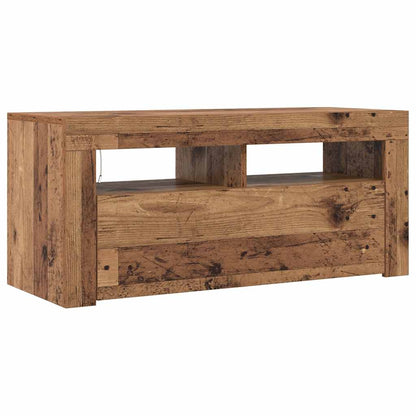 vidaXL TV Cabinet with LED Lights Old Wood 90x35x40 cm Engineered Wood