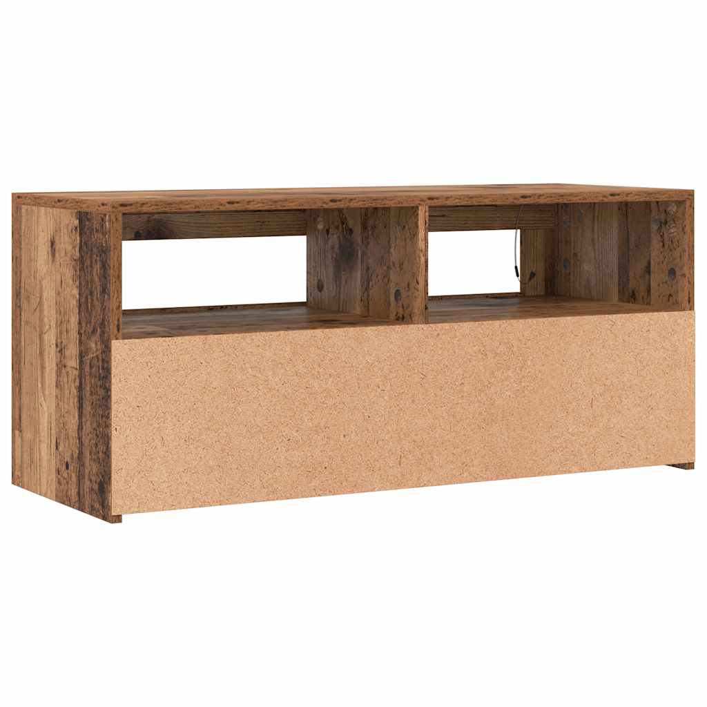 vidaXL TV Cabinet with LED Lights Old Wood 90x35x40 cm Engineered Wood