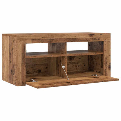 vidaXL TV Cabinet with LED Lights Old Wood 90x35x40 cm Engineered Wood