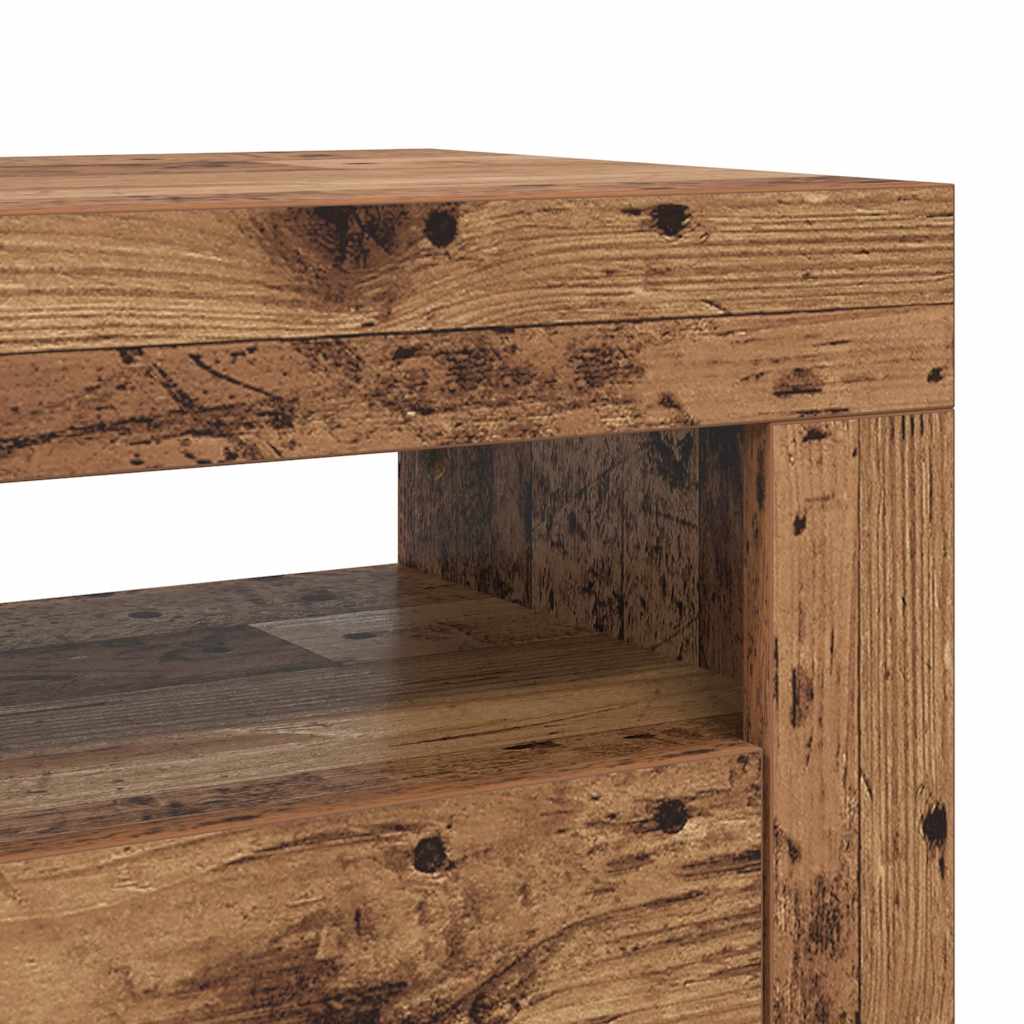 vidaXL TV Cabinet with LED Lights Old Wood 90x35x40 cm Engineered Wood