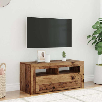 vidaXL TV Cabinet with LED Lights Old Wood 90x35x40 cm Engineered Wood
