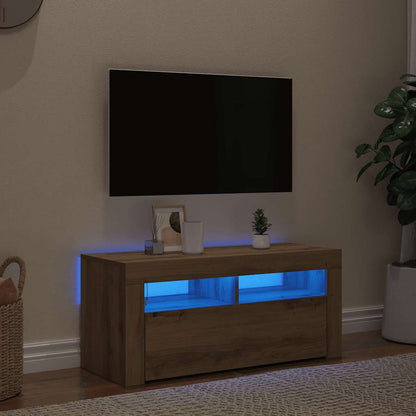 vidaXL TV Cabinet with LED Lights Artisan Oak 90x35x40 cm