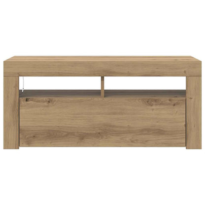 vidaXL TV Cabinet with LED Lights Artisan Oak 90x35x40 cm Engineered Wood