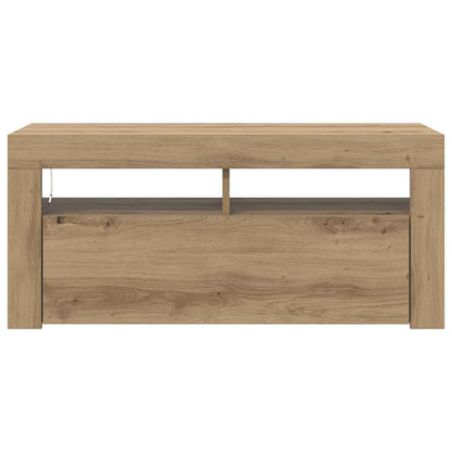 vidaXL TV Cabinet with LED Lights Artisan Oak 90x35x40 cm Engineered Wood