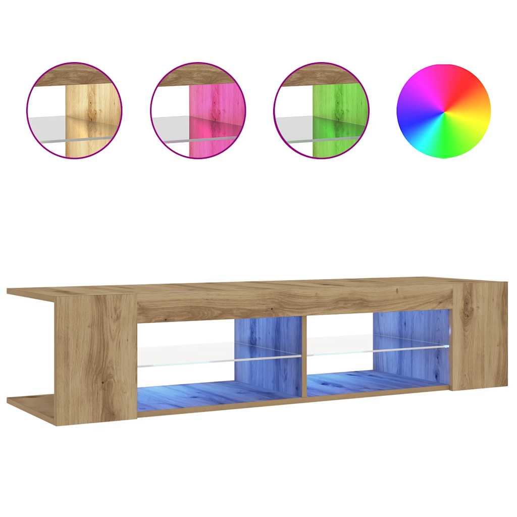 vidaXL TV Cabinet with LED Lights Artisan Oak 135x39x30 cm Engineered Wood