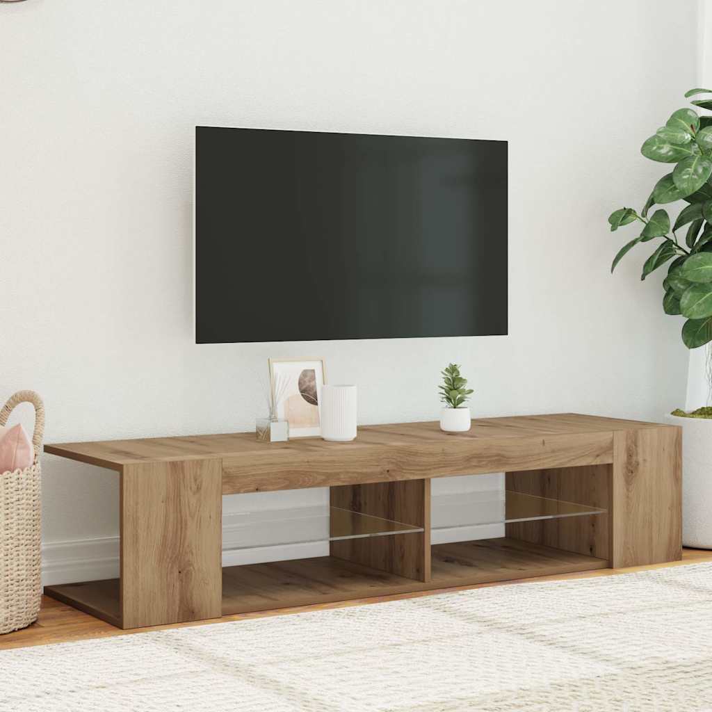 vidaXL TV Cabinet with LED Lights Artisan Oak 135x39x30 cm Engineered Wood