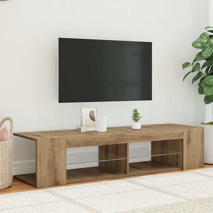 vidaXL TV Cabinet with LED Lights Artisan Oak 135x39x30 cm Engineered Wood