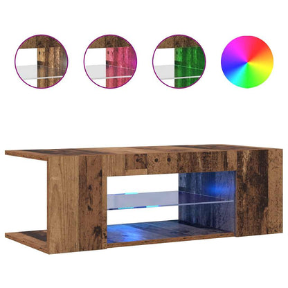 vidaXL TV Cabinet with LED Lights Old Wood 90x39x30 cm Engineered Wood