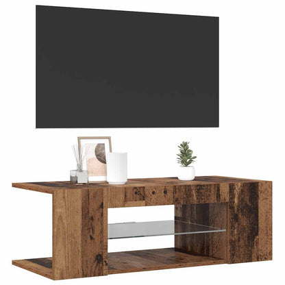 vidaXL TV Cabinet with LED Lights Old Wood 90x39x30 cm Engineered Wood
