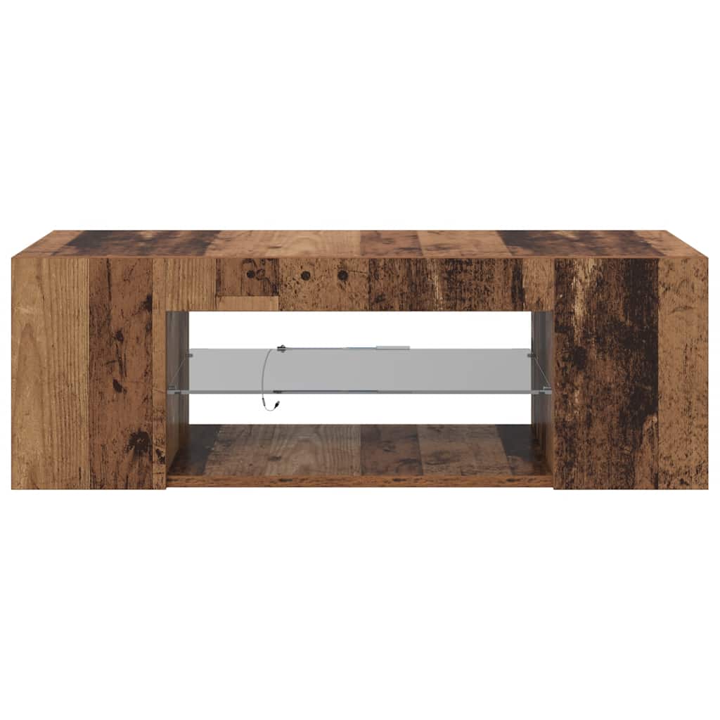 vidaXL TV Cabinet with LED Lights Old Wood 90x39x30 cm Engineered Wood