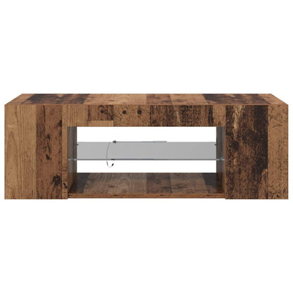 vidaXL TV Cabinet with LED Lights Old Wood 90x39x30 cm Engineered Wood