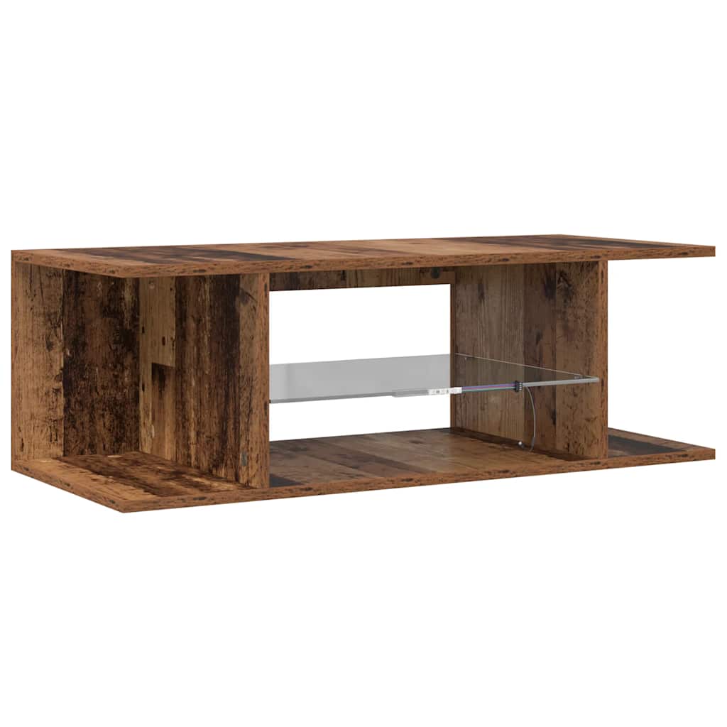 vidaXL TV Cabinet with LED Lights Old Wood 90x39x30 cm Engineered Wood