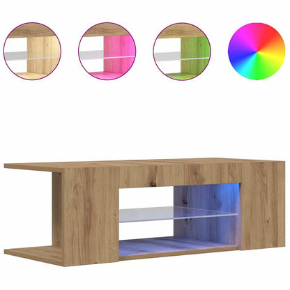 vidaXL TV Cabinet with LED Lights Artisan Oak 90x39x30 cm Engineered Wood