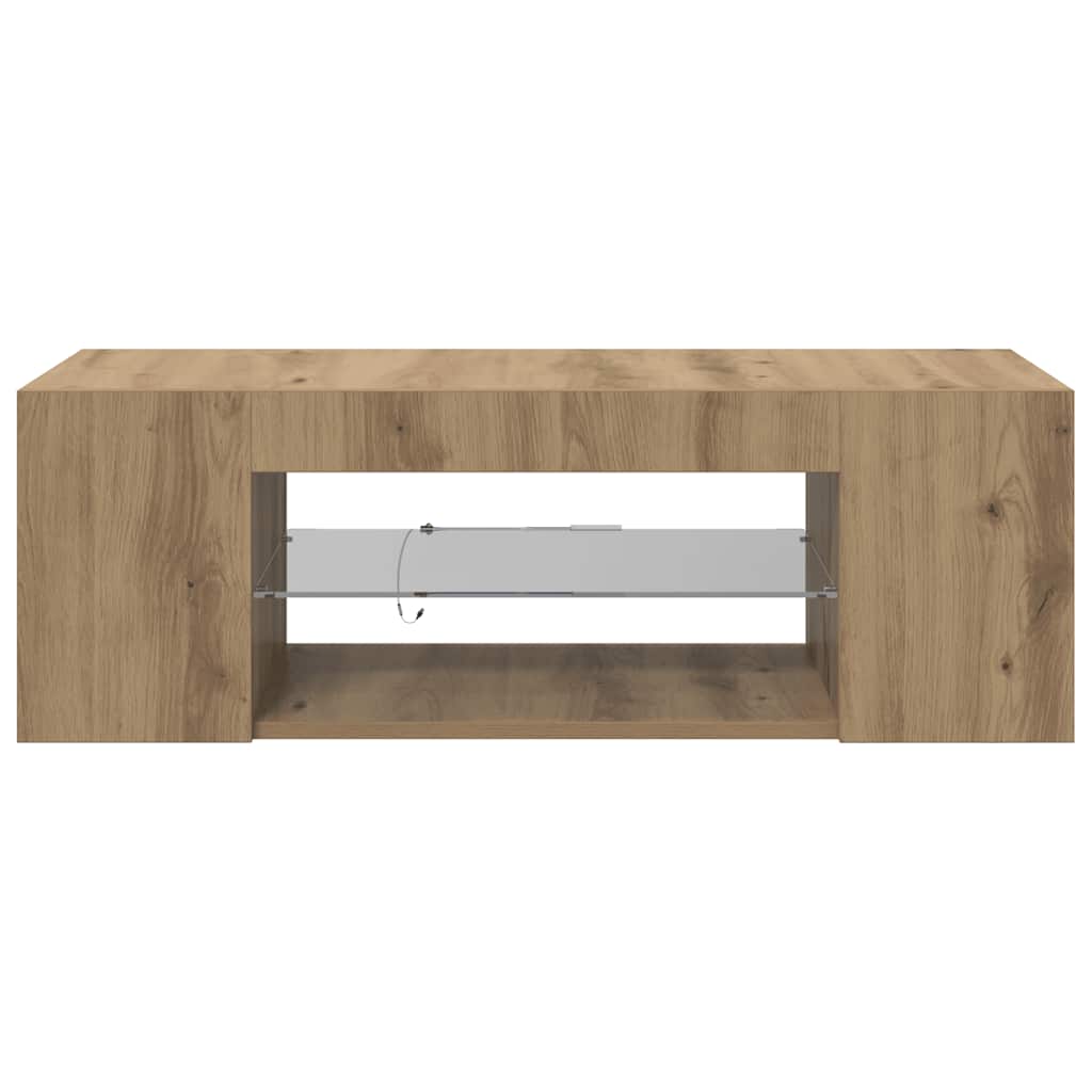 vidaXL TV Cabinet with LED Lights Artisan Oak 90x39x30 cm Engineered Wood