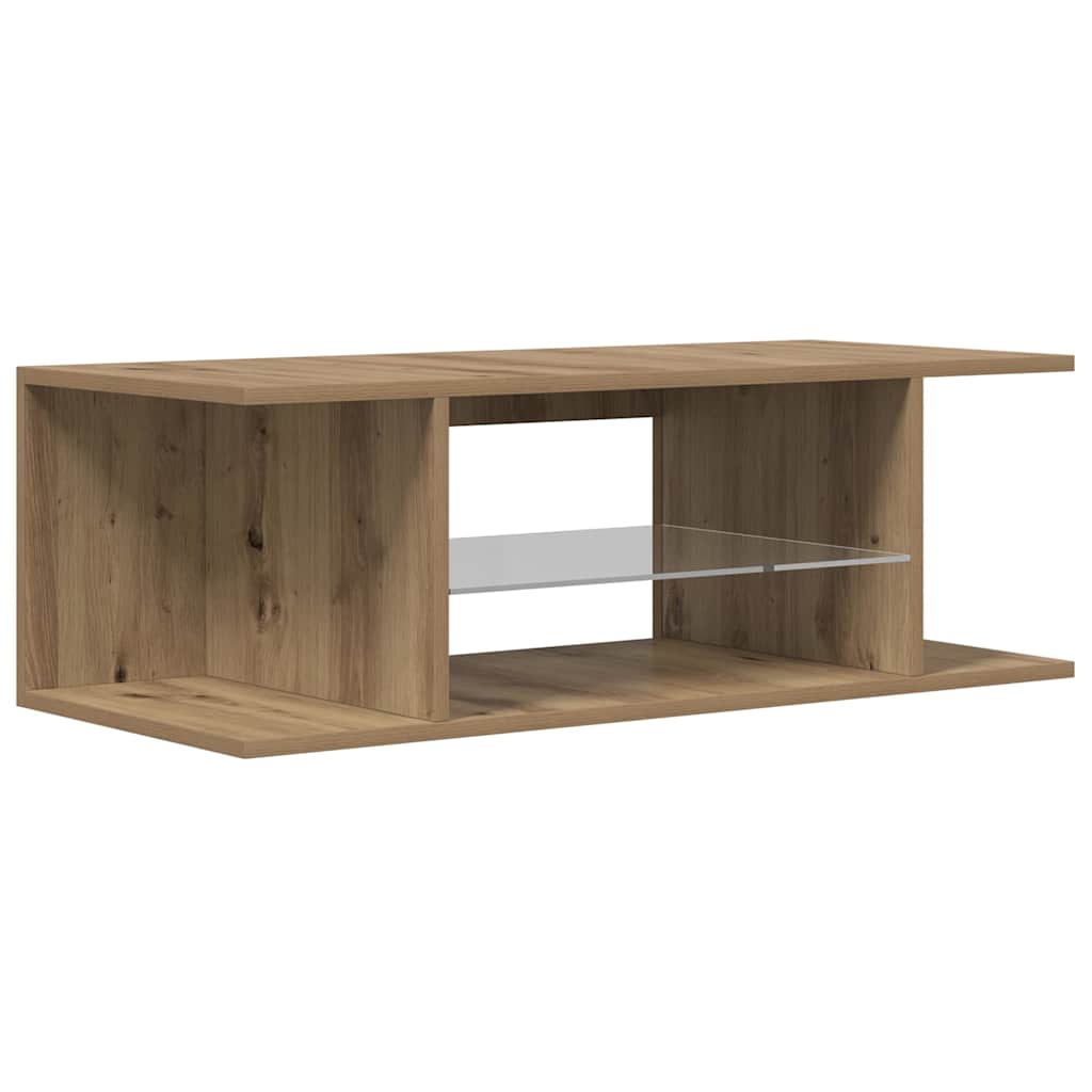 vidaXL TV Cabinet with LED Lights Artisan Oak 90x39x30 cm Engineered Wood