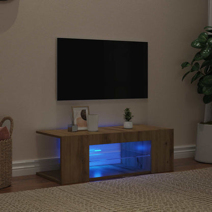 vidaXL TV Cabinet with LED Lights Artisan Oak 90x39x30 cm