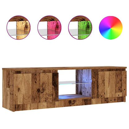 vidaXL TV Cabinet with LED Lights Old Wood 120x30x36 cm Engineered Wood