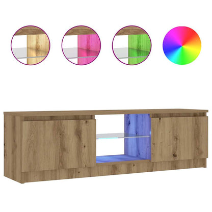 vidaXL TV Cabinet with LED Lights Artisian Oak 120x30x36 cm Engineered Wood