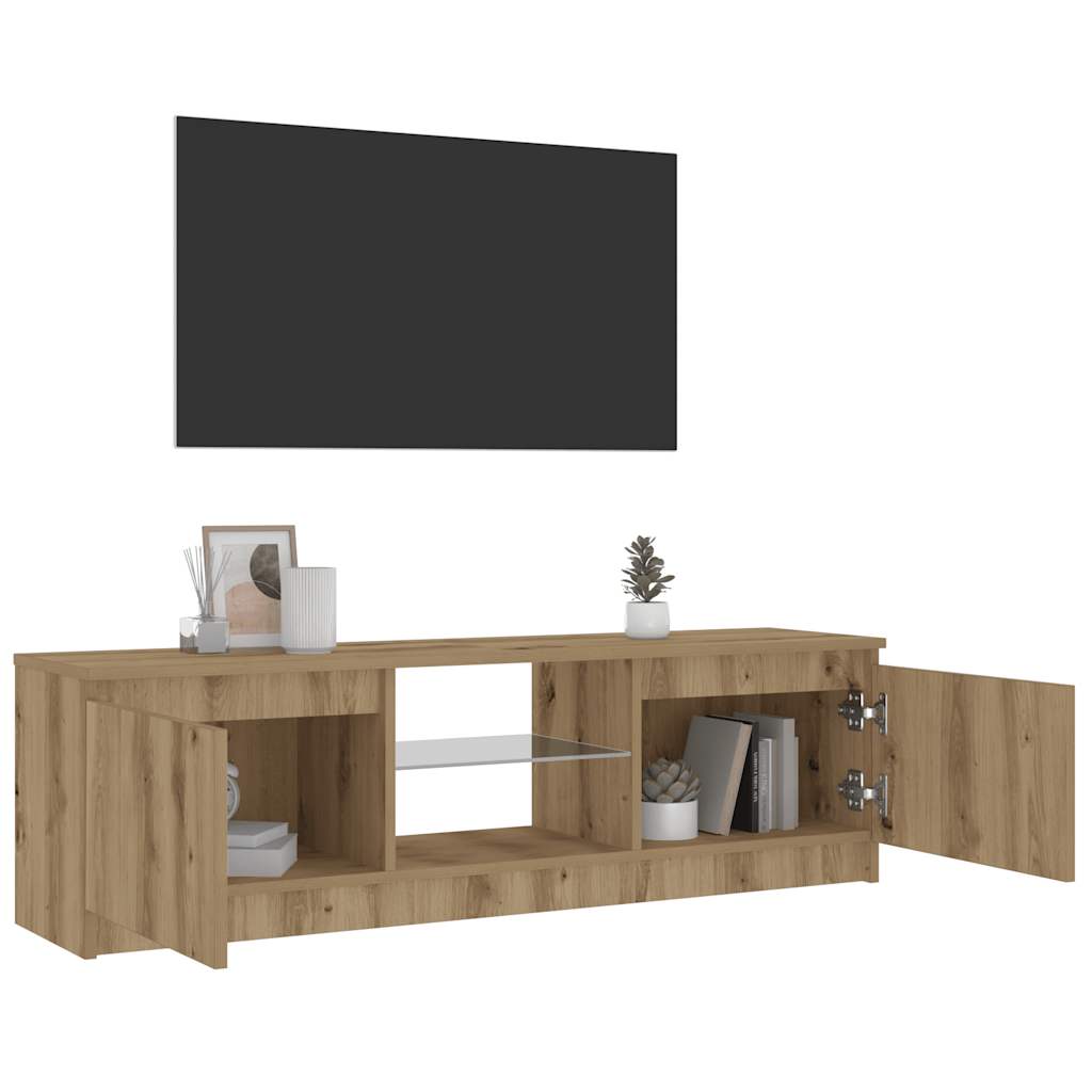 vidaXL TV Cabinet with LED Lights Artisian Oak 120x30x36 cm Engineered Wood