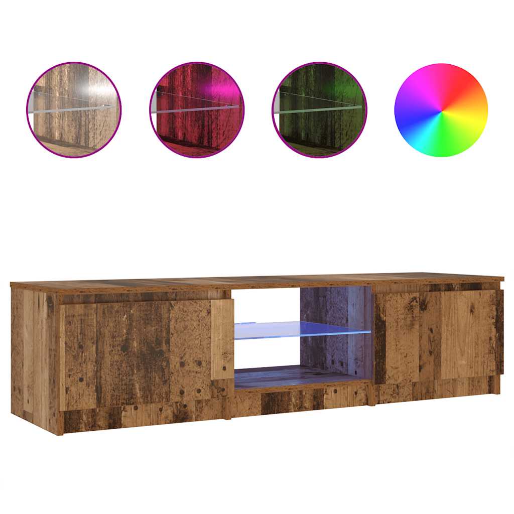 vidaXL TV Cabinet with LED Lights Old Wood 140x40x36 cm Engineered Wood