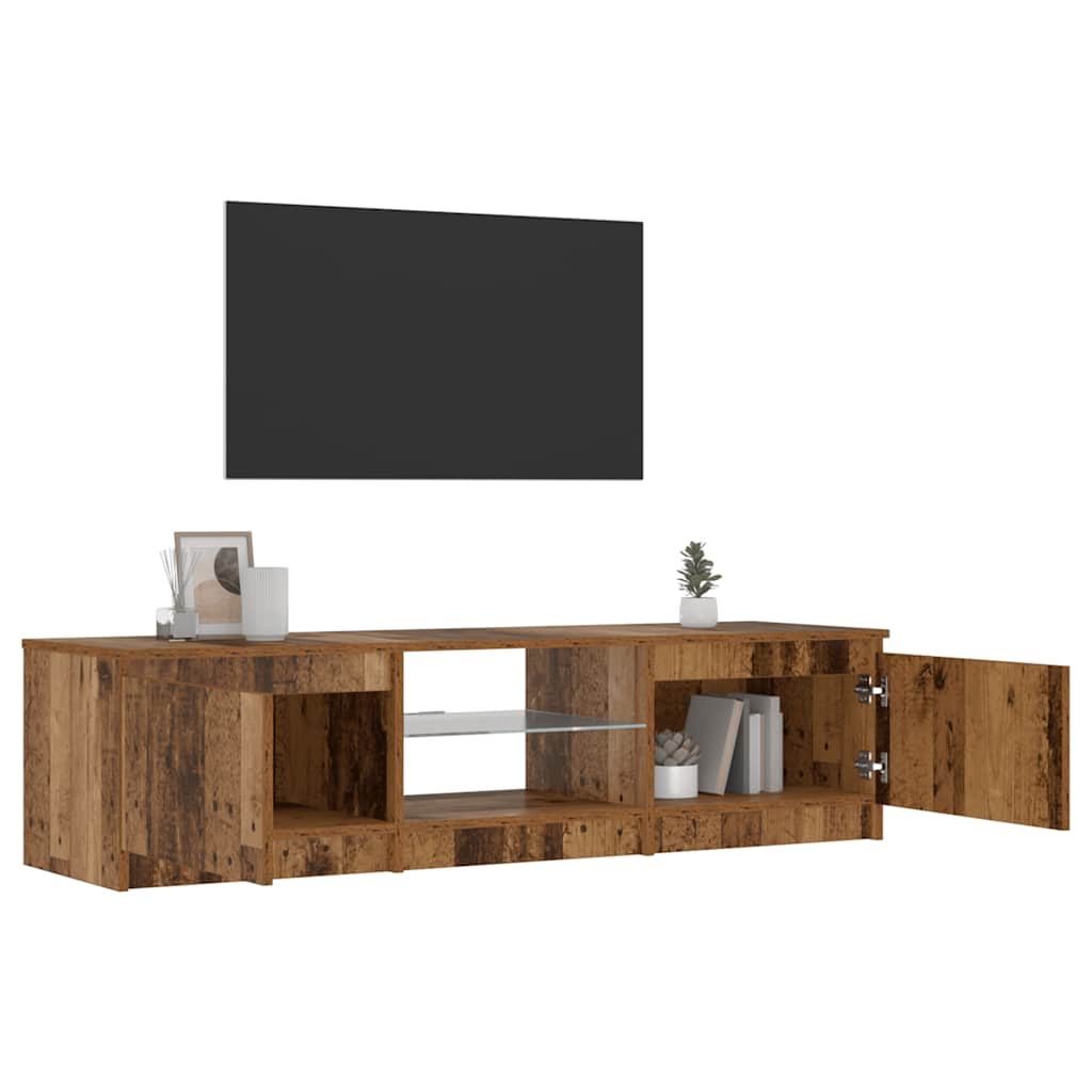 vidaXL TV Cabinet with LED Lights Old Wood 140x40x36 cm Engineered Wood